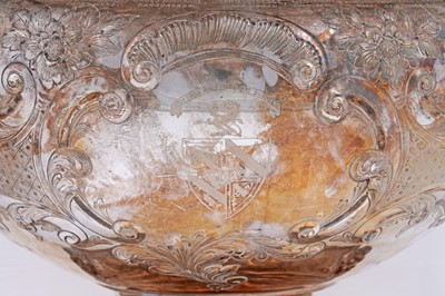Lot 99 - An Edwardian large silver presentation cup on a domed base