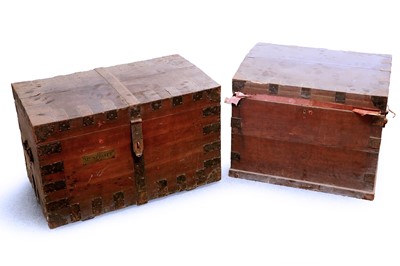 Lot 161 - Two Victorian metal-bound silver chests