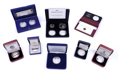 Lot 220 - Royal Mint Queen Elizabeth II Guernsey set of one-pound and five-pound coins