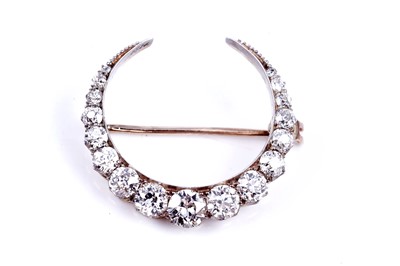 Lot 533 - A Victorian diamond crescent brooch