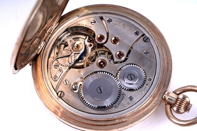 Lot 436 - Zenith for Reid & Sons: a 9ct yellow gold cased half-hunter pocket watch