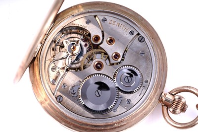 Lot 436 - Zenith for Reid & Sons: a 9ct yellow gold cased half-hunter pocket watch