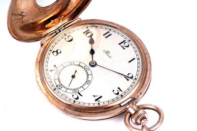 Lot 436 - Zenith for Reid & Sons: a 9ct yellow gold cased half-hunter pocket watch