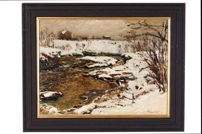 Lot 41 - Reginald Grange Brundrit - A river in winter | oil