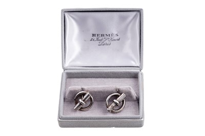 Lot 38 - A pair of Hermès silver cufflinks