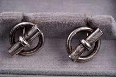 Lot 38 - A pair of Hermès silver cufflinks