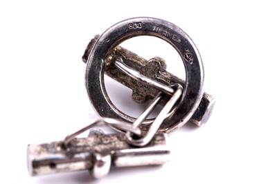 Lot 38 - A pair of Hermès silver cufflinks