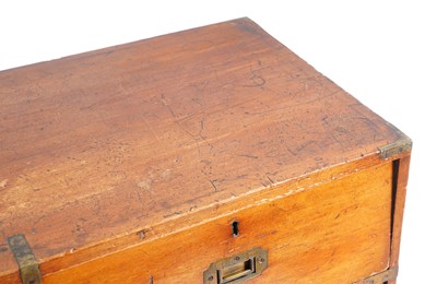 Lot 604 - A 19th Century brass bound campaign chest of drawers
