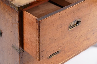 Lot 604 - A 19th Century brass bound campaign chest of drawers