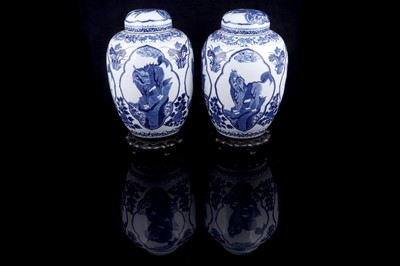 Lot Pair of Chinese mythical beast jars and covers