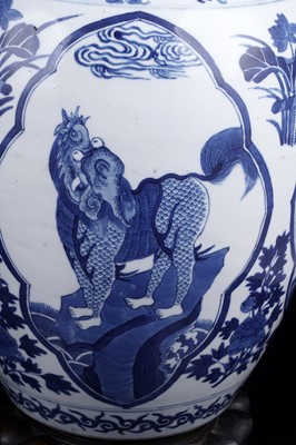 Lot Pair of Chinese mythical beast jars and covers
