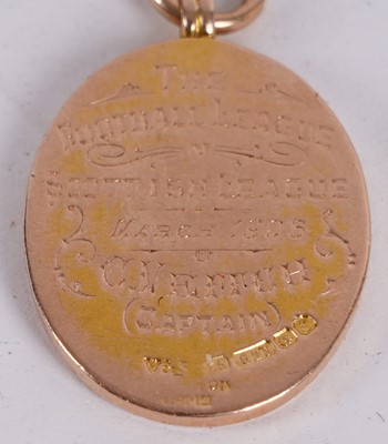 Lot 408 - The Football League V Scottish League 1906 yellow gold winners medal, presented to Colin Veitch