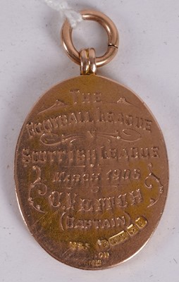 Lot 408 - The Football League V Scottish League 1906 yellow gold winners medal, presented to Colin Veitch