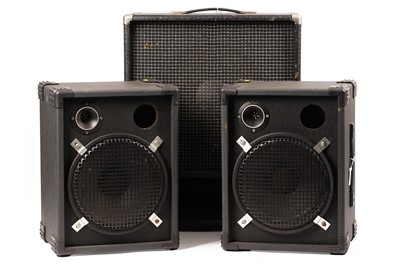 Lot 274 - A bass cabinet and two PA speakers