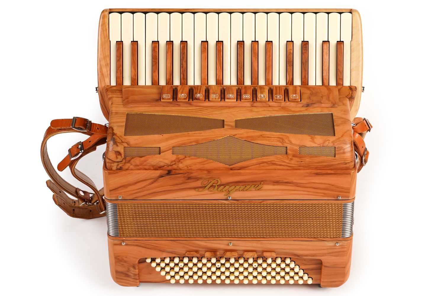 Lot 4 - A Bugari Folk Olive 96 bass accordion