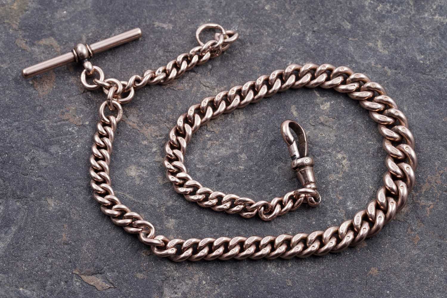 Lot 196 - An early 20th Century 9ct rose gold "Albert" watch chain