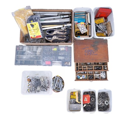 Lot 323 - Bicycle headsets, stems, wingnut, freewheels, sprockets, spindles and sundries