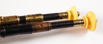 Lot 40 - David Burleigh Northumbrian pipes; and a set of mahogany and leather bellows