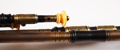 Lot 40 - David Burleigh Northumbrian pipes; and a set of mahogany and leather bellows