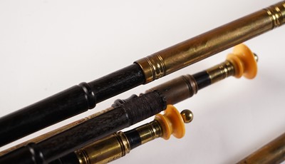 Lot 40 - David Burleigh Northumbrian pipes; and a set of mahogany and leather bellows