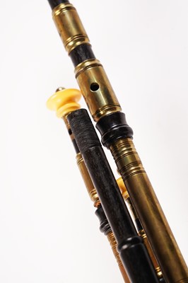 Lot 40 - David Burleigh Northumbrian pipes; and a set of mahogany and leather bellows