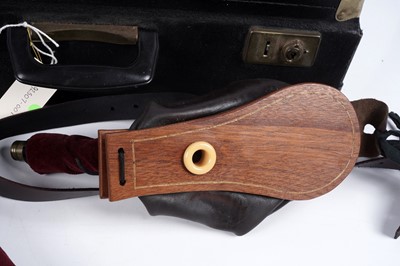 Lot 40 - David Burleigh Northumbrian pipes; and a set of mahogany and leather bellows