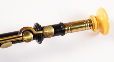 Lot 40 - David Burleigh Northumbrian pipes; and a set of mahogany and leather bellows