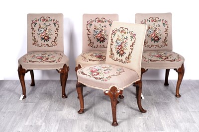 Lot 3 - A set of four George I-style walnut dining chairs