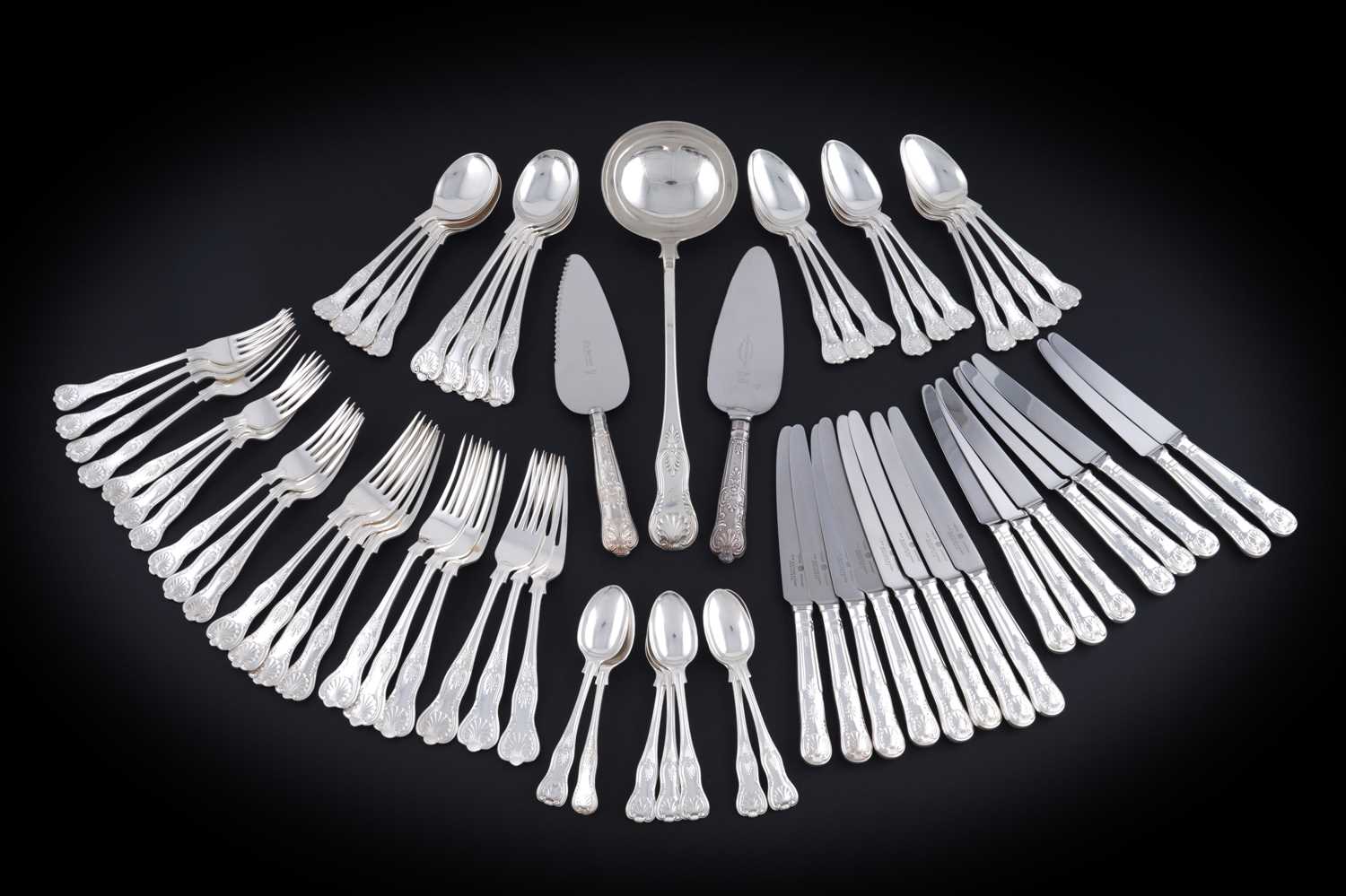 Lot 219 - A collected part service of Kings pattern flatware and cutlery; and an antique Scottish soup ladle