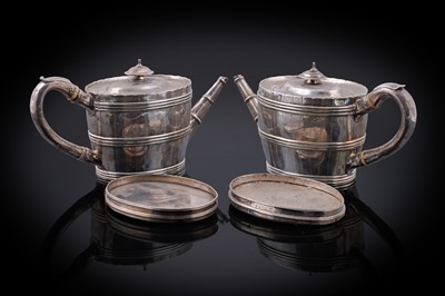 Lot 107 - A George III silver teapot; and an early Victorian silver teapot