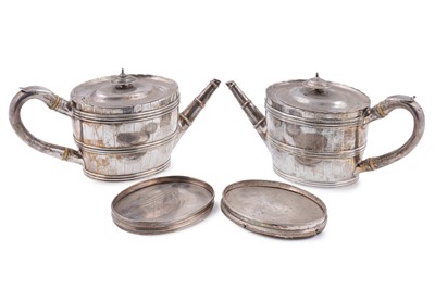 Lot 107 - A George III silver teapot; and an early Victorian silver teapot