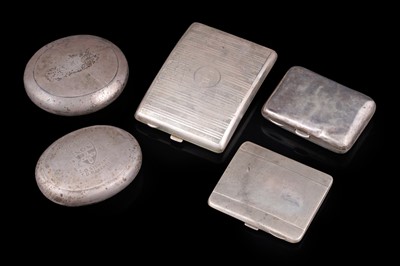 Lot 345 - Two silver tobacco "pebbles"; and three cigarette cases