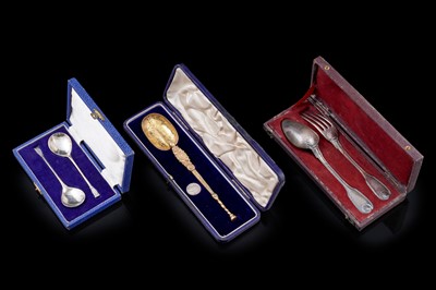 Lot 230 - An Edwardian/George V silvergilt copy of the royal anointing spoon; and other items