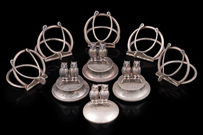 Lot 347 - A set of three Edwardian silver menu holders; and other items