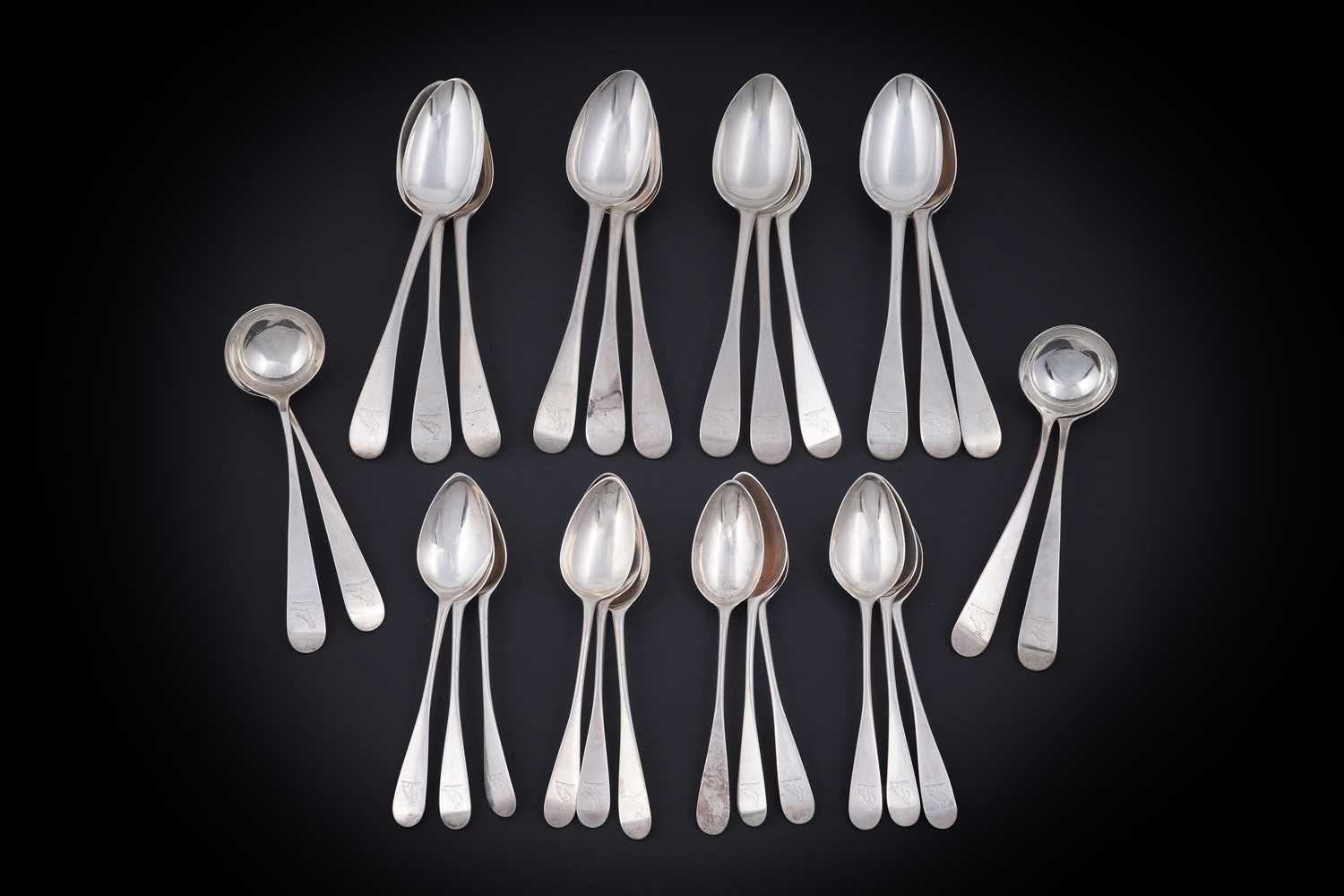 Lot 232 - A George III Scottish silver part service of Old English pattern flatware