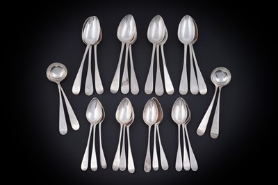 Lot 232 - A George III Scottish silver part service of Old English pattern flatware