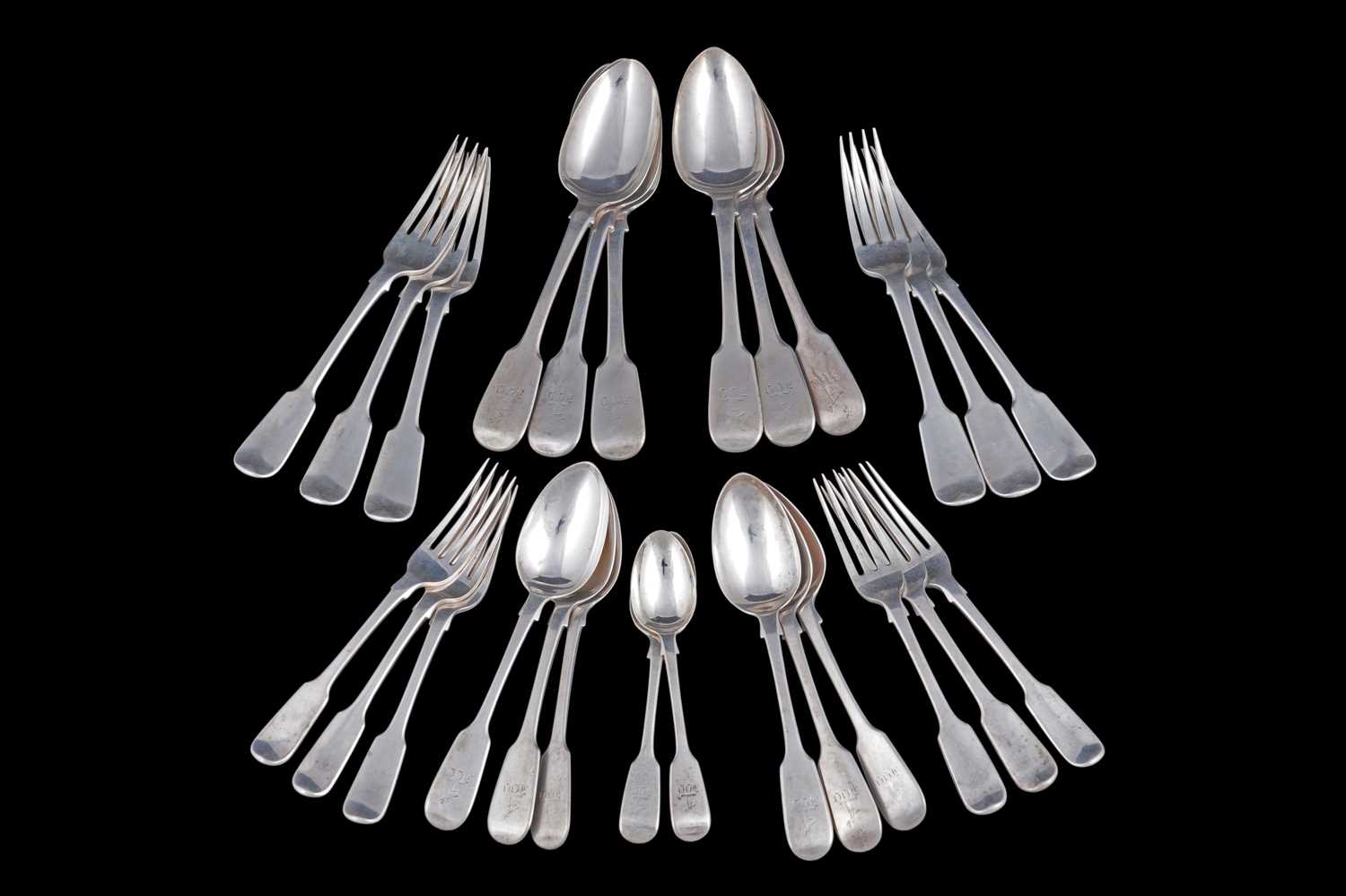 Lot 233 - A part service of William IV silver flatware