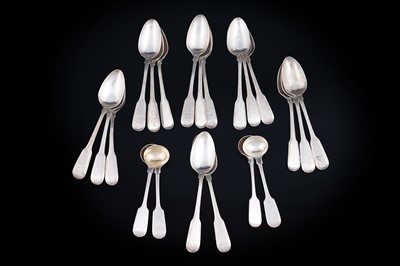 Lot 237 - York silver: twenty-one Fiddle and other pattern silver teaspoons