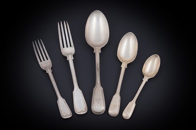 Lot 239 - A Victorian silver part service of Fiddle and Thread pattern flatware