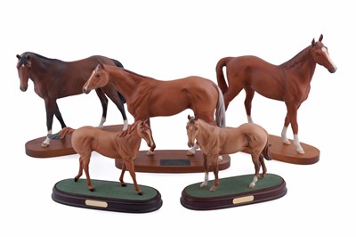 Lot 250 - Three Beswick and two Royal Doulton horses