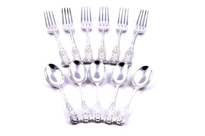 Lot 182 - A set of six Victorian silver table forks; and a set of five Victorian silver dessert spoons