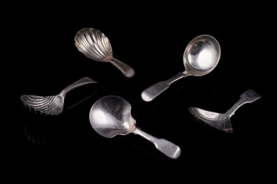 Lot 150 - Five silver caddy spoons