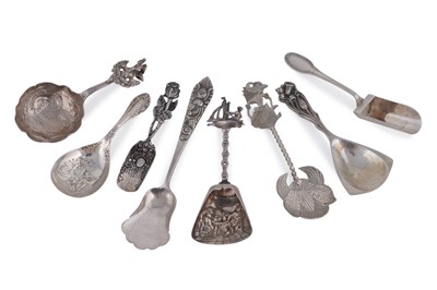 Lot 152 - A group of seven various foreign/continental silver caddy spoons; and one other