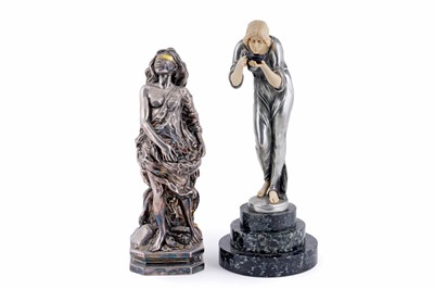 Lot 228 - A collection of reproduction Art Deco figures; and a dish