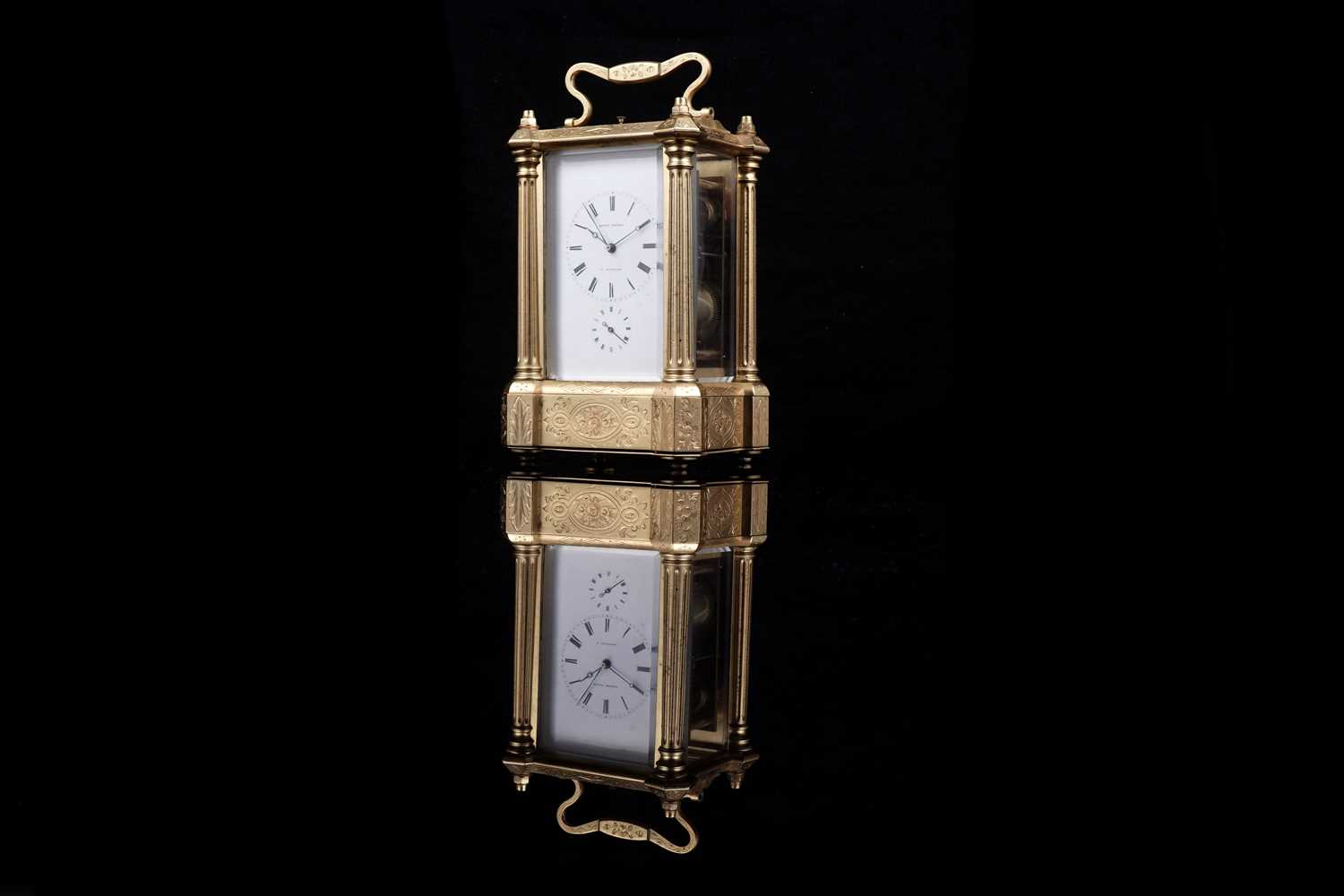 Lot 455 - A late 19th Century gilt brass carriage clock by Bovet Freres, Fleurier
