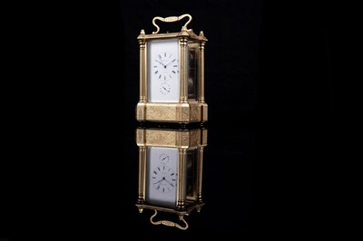 Lot 455 - A late 19th Century gilt brass carriage clock by Bovet Freres, Fleurier