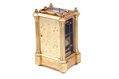 Lot 455 - A late 19th Century gilt brass carriage clock by Bovet Freres, Fleurier
