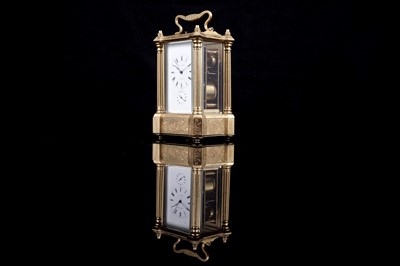 Lot 455 - A late 19th Century gilt brass carriage clock by Bovet Freres, Fleurier