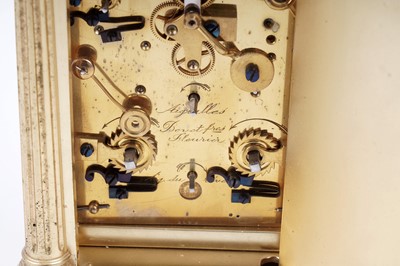 Lot 455 - A late 19th Century gilt brass carriage clock by Bovet Freres, Fleurier