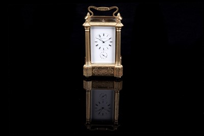 Lot 455 - A late 19th Century gilt brass carriage clock by Bovet Freres, Fleurier